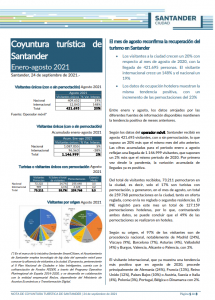 Coyuntura turística de Santander | Enero-Agosto 2021